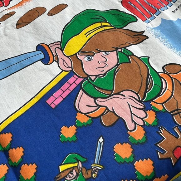 Vintage Zelda Nintendo Super Mario Bros & Legend Of Zelda Twin Sheet Set1988 - Picture 4 of 11
